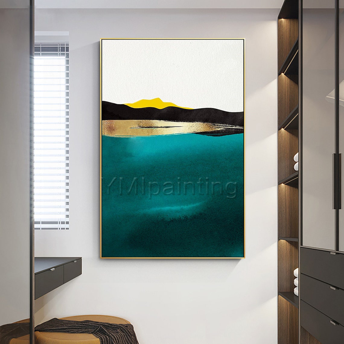 Framed wall art Gold art abstract Acrylic Paintings On Canvas Etsy