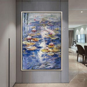 Claude Monet water lilies Oil painting on canvas art texture painting lotus pond wall Pictures art Handmade original art cuadros abstractos