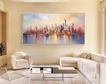 Original New York City Oil Painting,NYC Skyline Wall Art,Ymipainting,City Wall Art