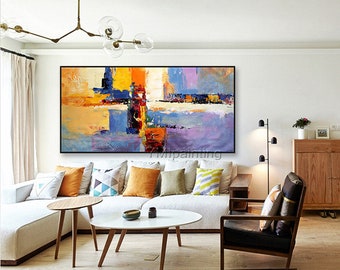 Abstract painting blue yellow color painting on canvas art huge size acrylic Painting Wall Art Pictures for living room home decor caudros