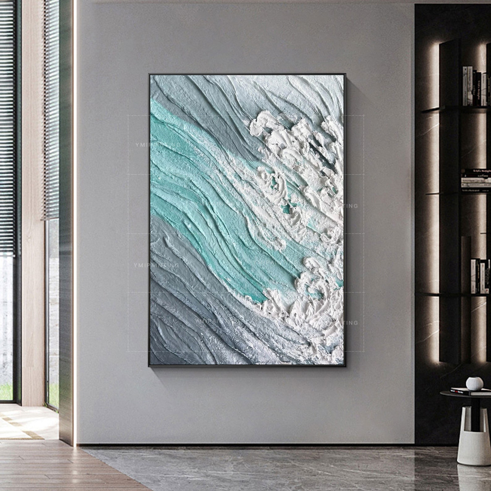 Large Abstract Light Blue Gray White Art Painting Textured - Etsy