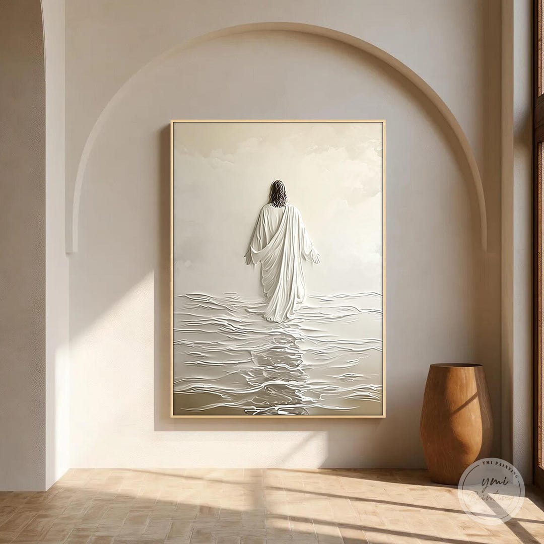 3D Jesus Walking on Water Wall Art, Minimalist Christian Textured ...
