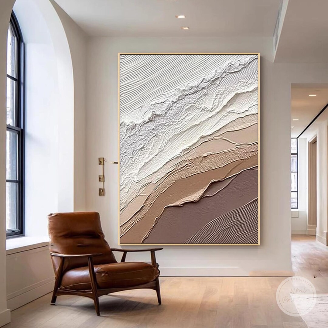 Neutral Beige Texture Wall Art, Abstract Canvas Painting, Handmade ...