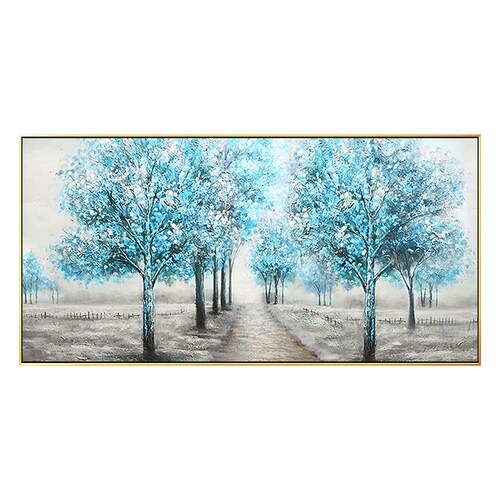 Tree painting/Canvas painting/Modern art/Large art/Framed wall art/Teal blue Blomming painting/Heavy Textured art/Bedroom wall art Ymipaint shops