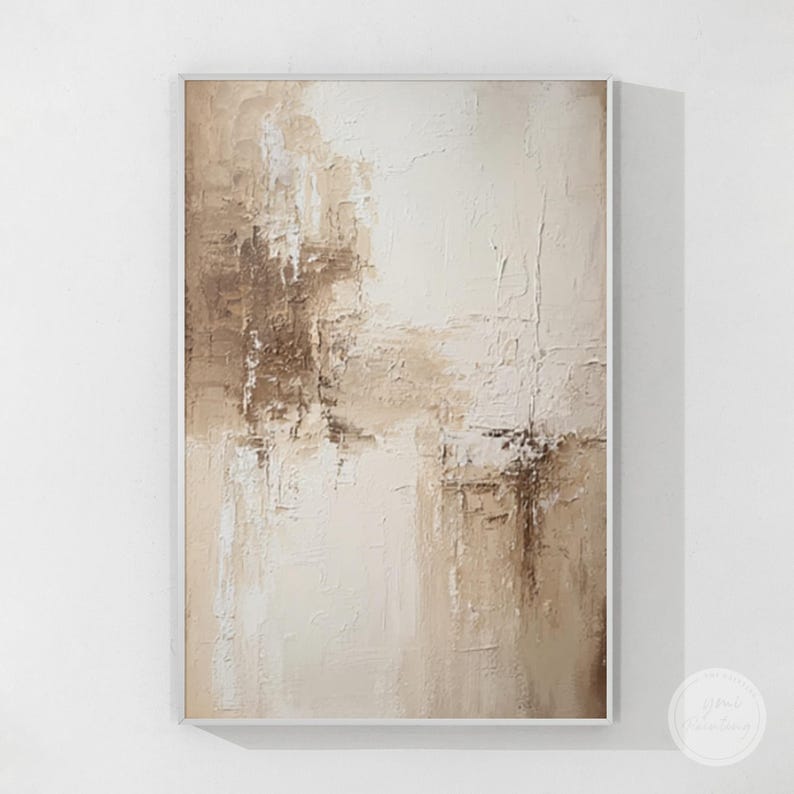 Neutral Textured Abstract Wall Art Beige Brown Minimalist Canvas ...