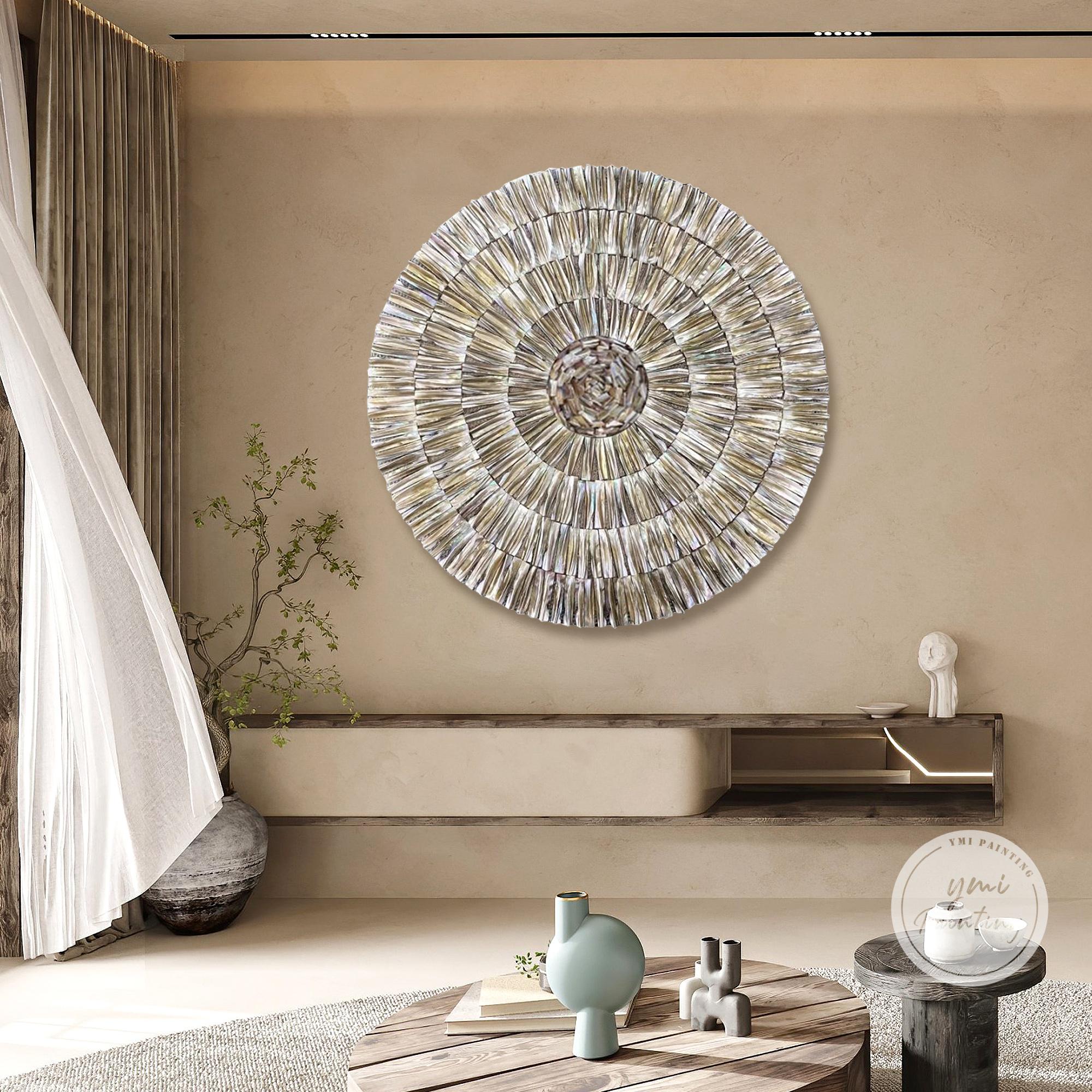 Wabi Sabi Oyster Shell Wall Art: Round Framed 3D Painting - Etsy
