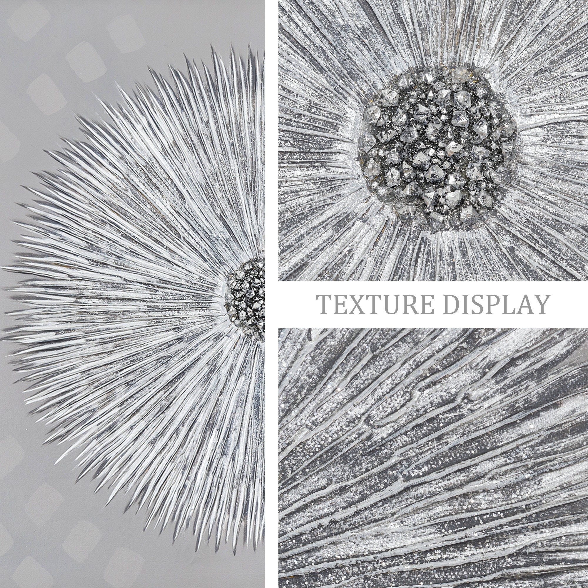 Original Silver Glitter Art,square Wall Art,large Wall Art