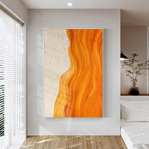 Orange Textured Abstract Painting: Modern Framed Wall Art - Etsy