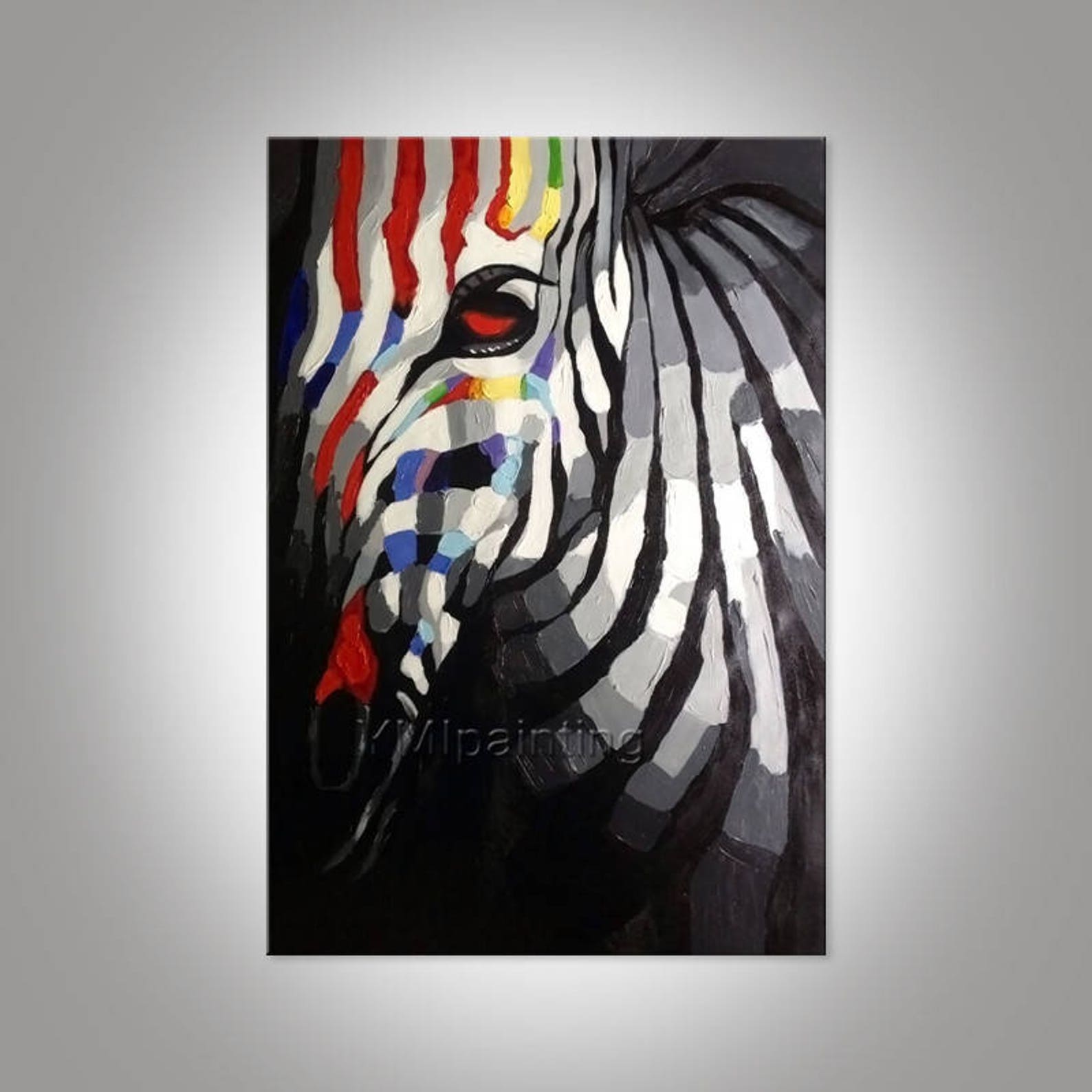 Zebra Canvas Oil Painting Acrylic Painting Pop Art Anilmal Etsy