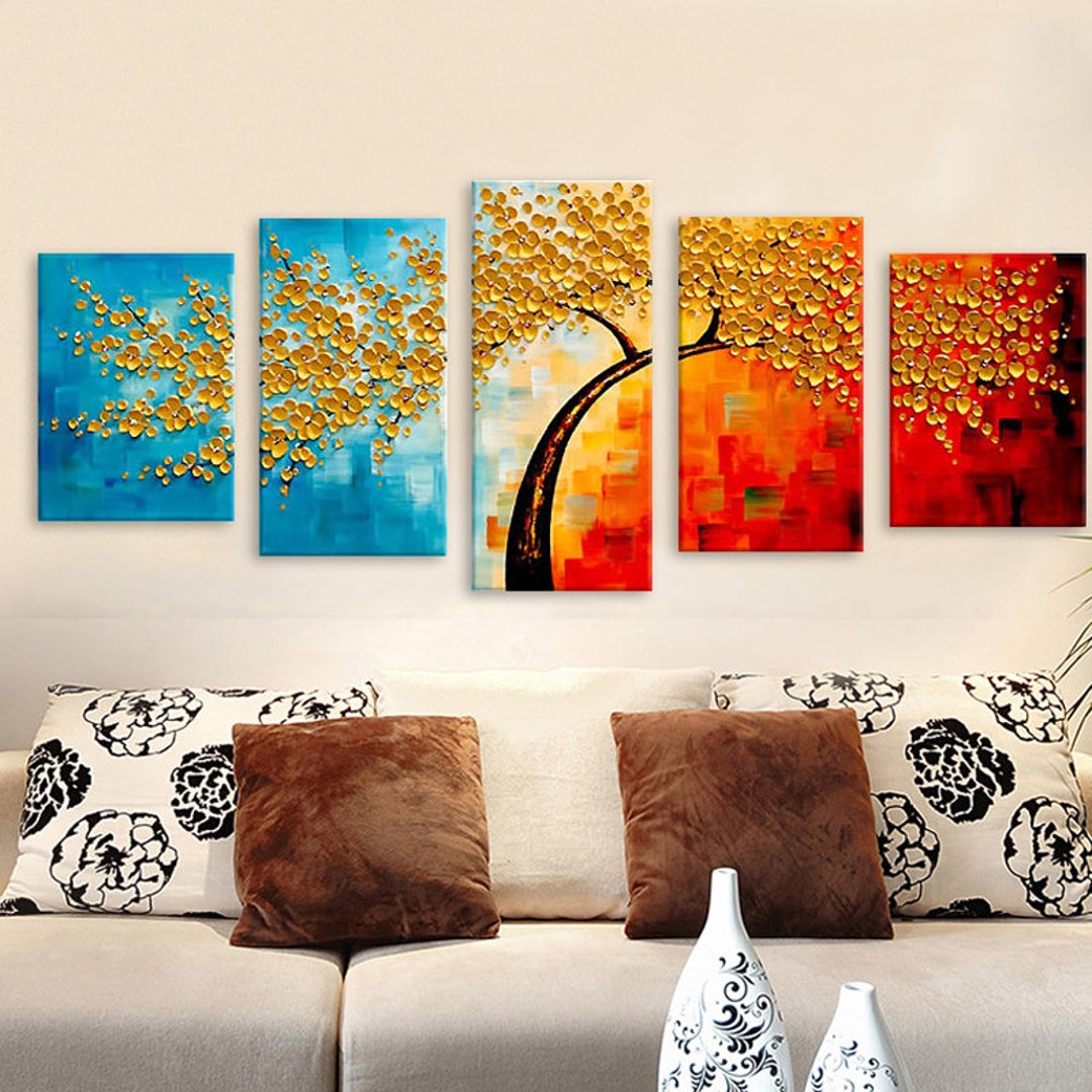 5 Pieces Knife Painting Tree Acrylic Painting Flower Painting - Etsy