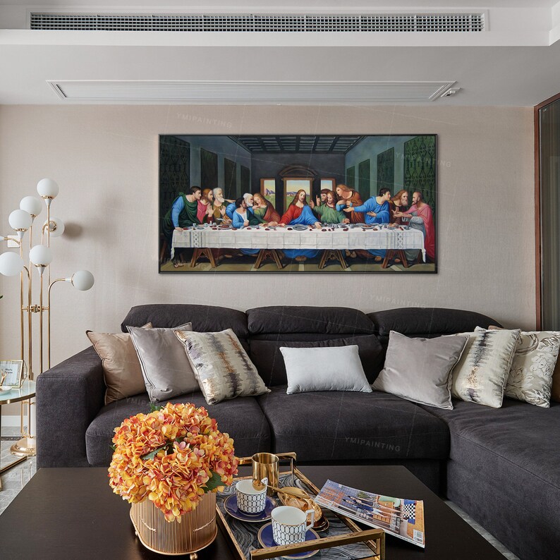 Framed wall art Catholic painting Last Supper Jesus Christ Etsy