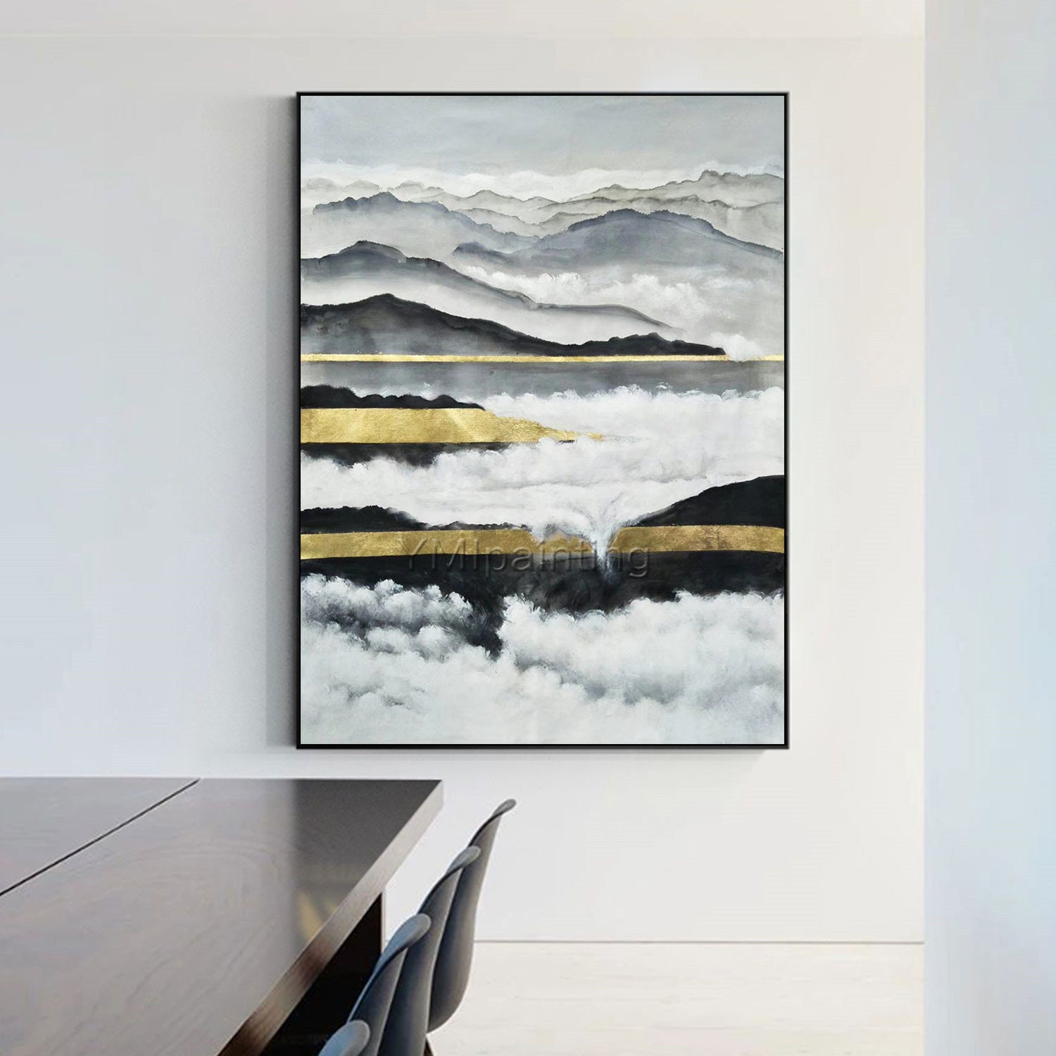 Mountain Gold Foil Acrylic Painting on Canvas Original - Etsy