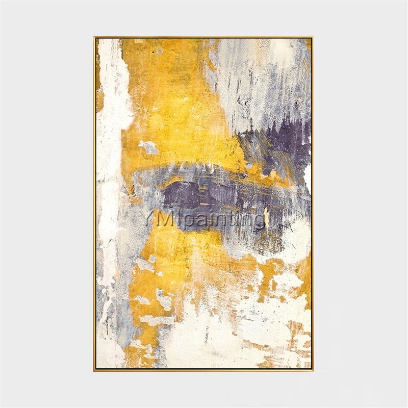 額入り抽象画：黄色のアクリル製モダンウォールアート - Etsy 日本