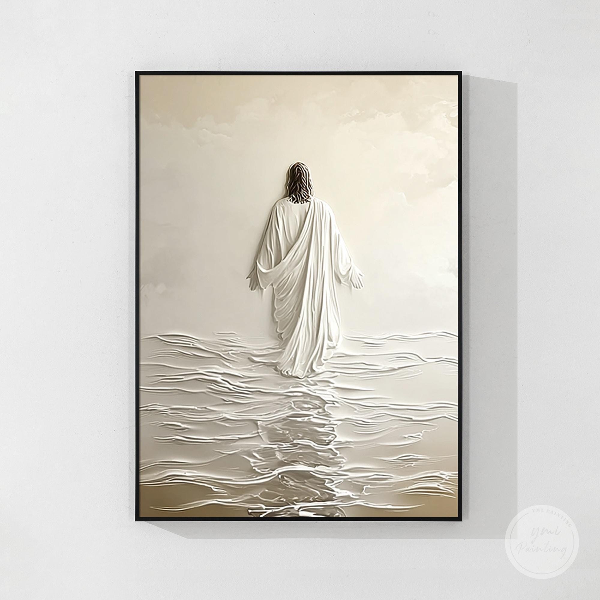 3D Jesus Walking on Water Wall Art, Minimalist Christian Textured ...