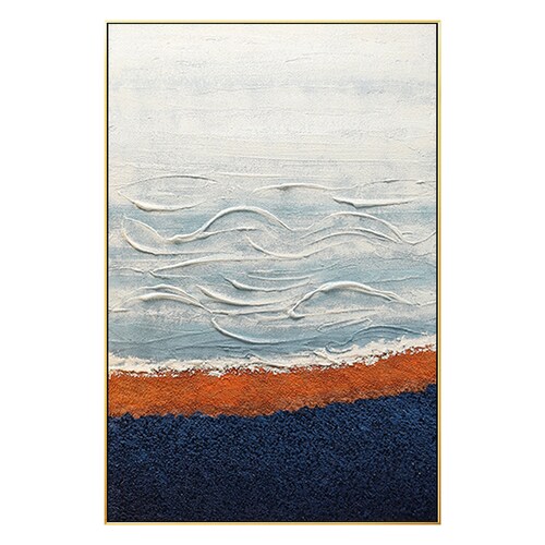 Seascape Art Minimalist art Abstract shops art navy blue orange Large Modern Art acrylic painting Framed Wall Art Paintings On Cavans Ymipainting