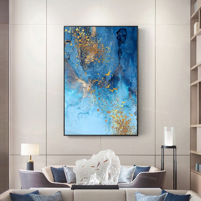 Framed Wall Art Large Abstract Gold Art Acrylic Seascape - Etsy