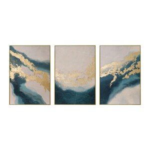 3 Piece Wall Art Framed Gold Leaf Extra Large Wall Art | Etsy UK
