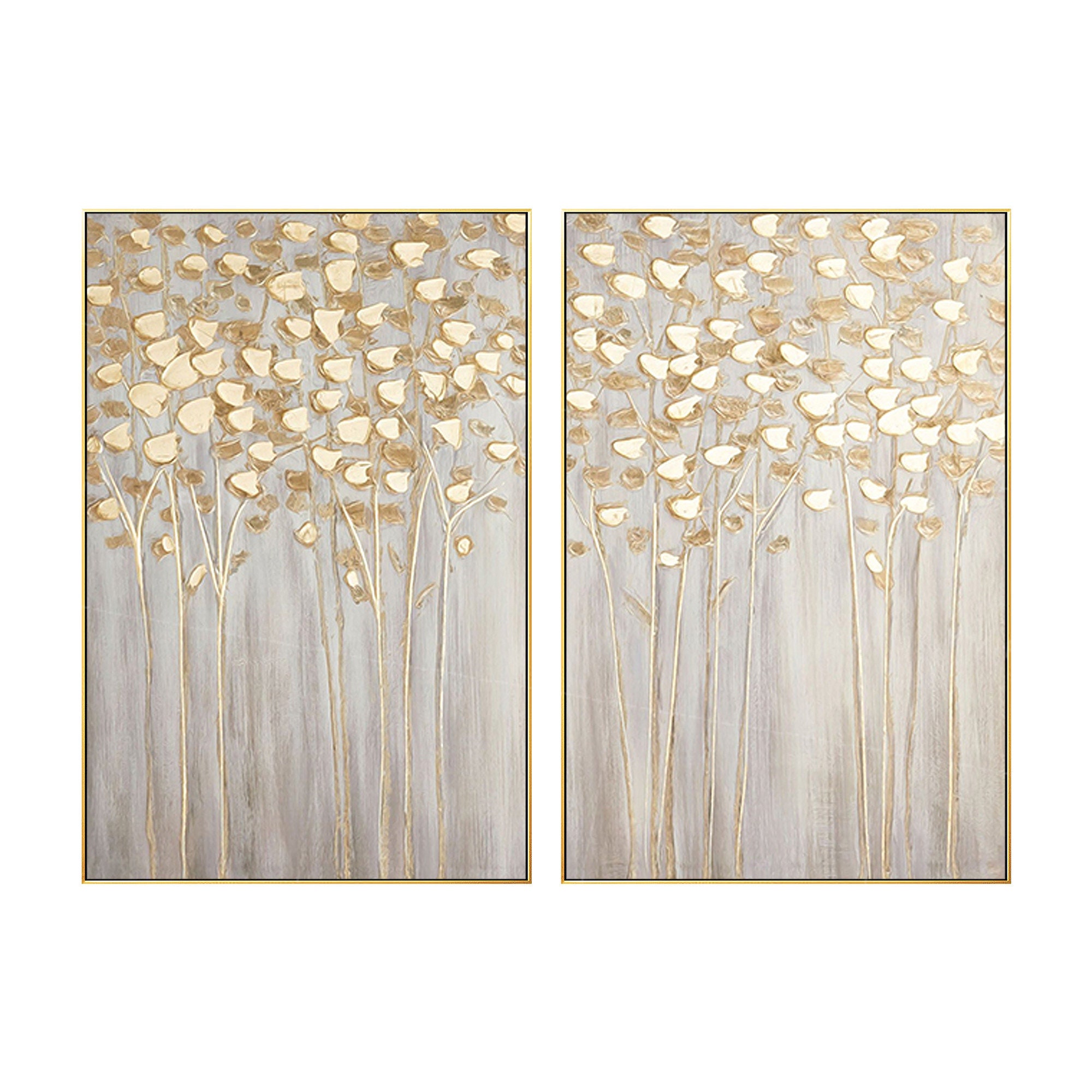 Set of 2 wall art Gold art framed paintings on canvas art Etsy