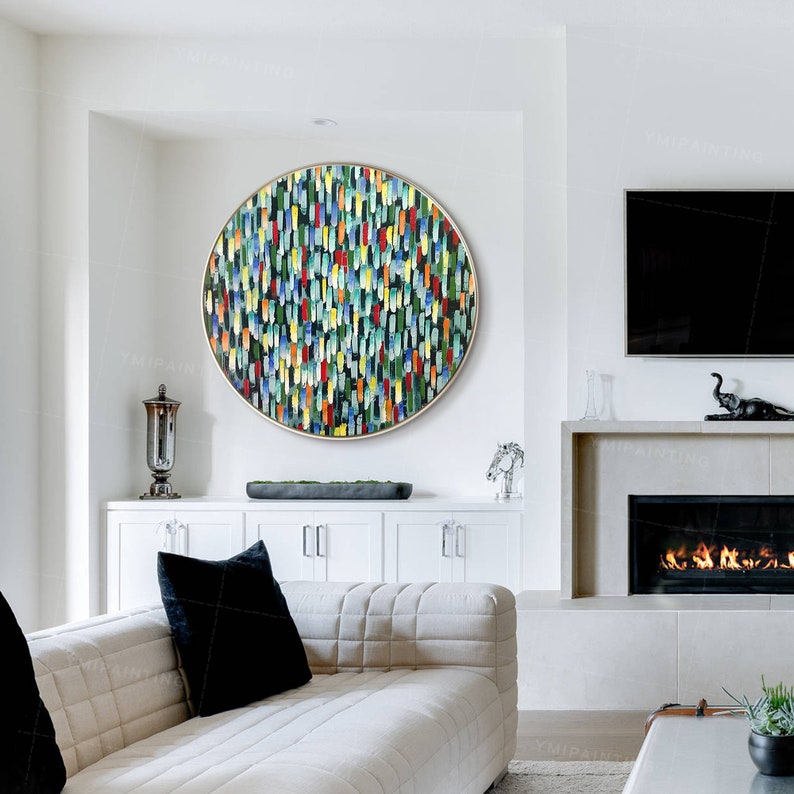 3D Round Framed Wall Artcolorful Artmodern Artabstract - Etsy