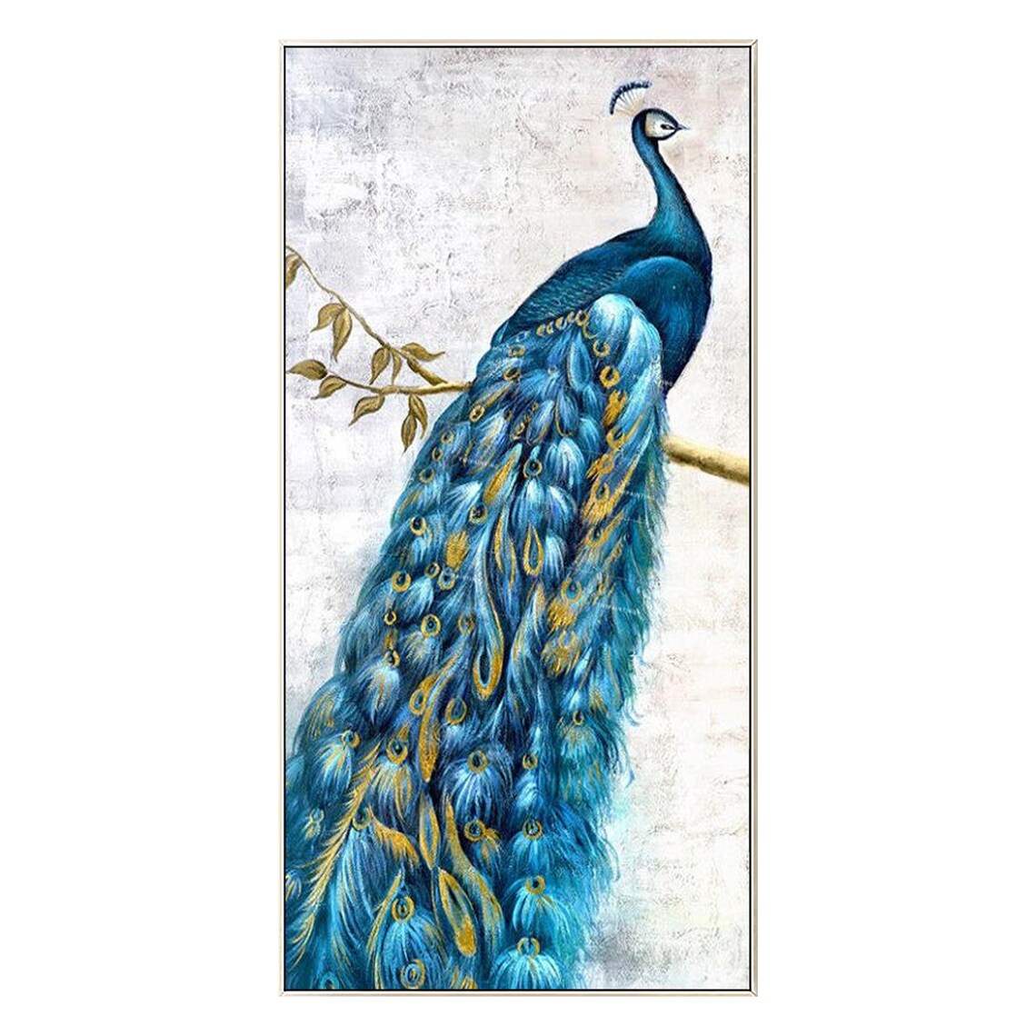 Peacock decor oil painting Gold animal paintings on canvas Etsy