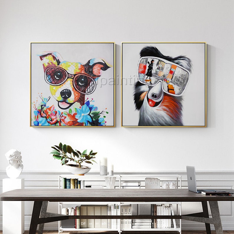 Set of 3 Wall Art Pet Portrait Dog and Frog Art Acrylic Etsy