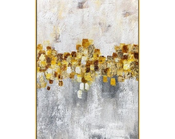 金箔の抽象画：キャンバスに描かれた大きなアクリル花 - Etsy 日本