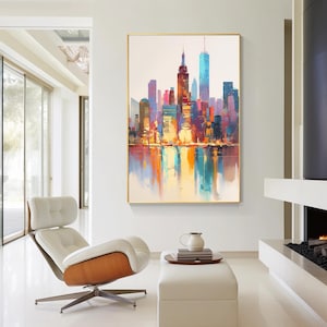 Original large new york oil painting,nyc painting,new york paint,large abstract art manhattan,painting buildings new york,Ymipaint.nyc art