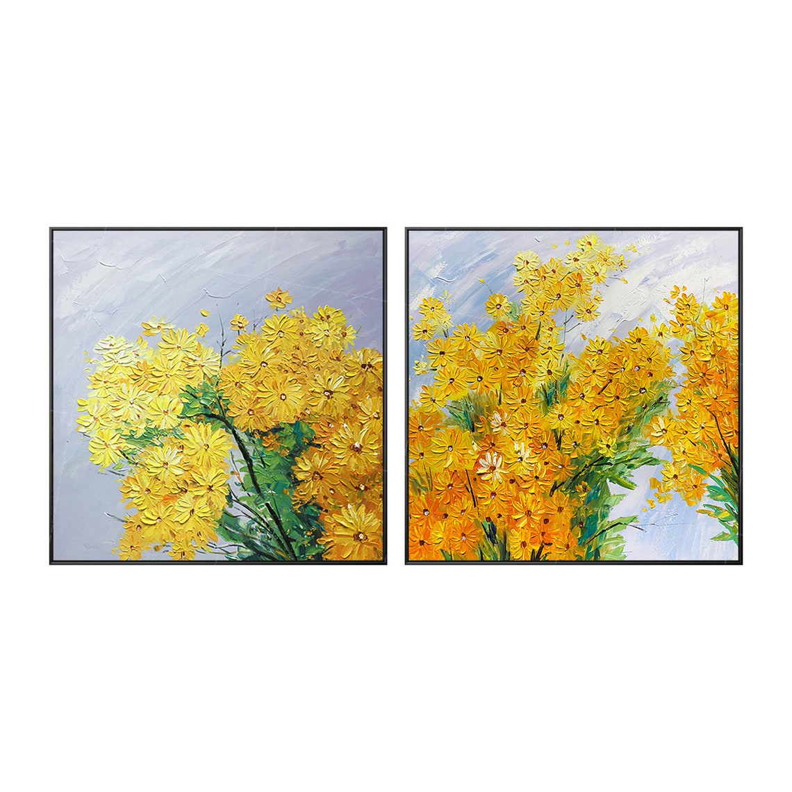 Framed painting Set of 2 wall art floral oil painting on Etsy
