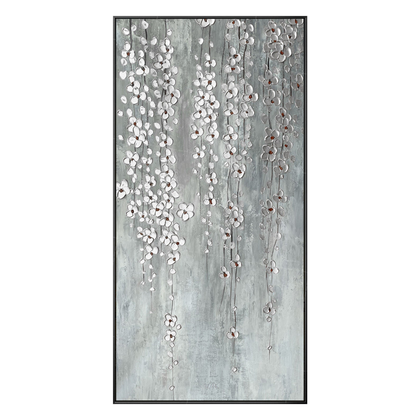 Silver art Framed wall art wall painting abstract floral Etsy