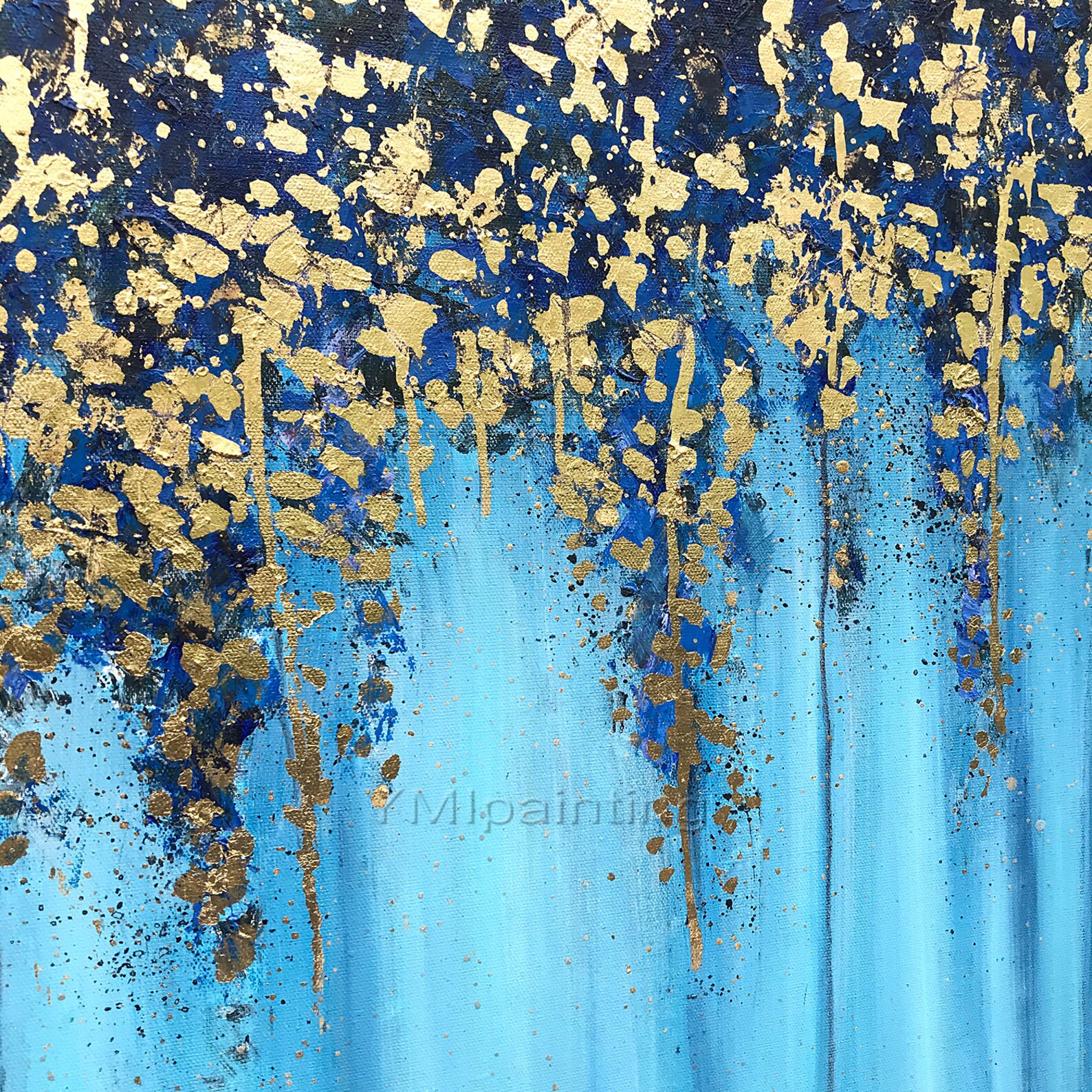 Gold Leaf Acrylic Painting on Canvas Art Extra Large Painting Etsy