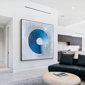 Navy Blue Glitter Wall Art: 3D Texture, Crushed Glass