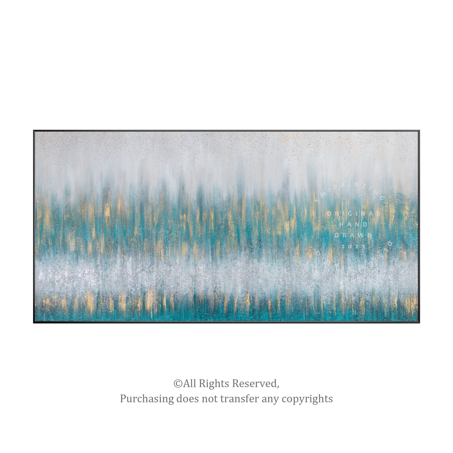 Silver Glitter Painting Originalteal Wall Artteal Etsy