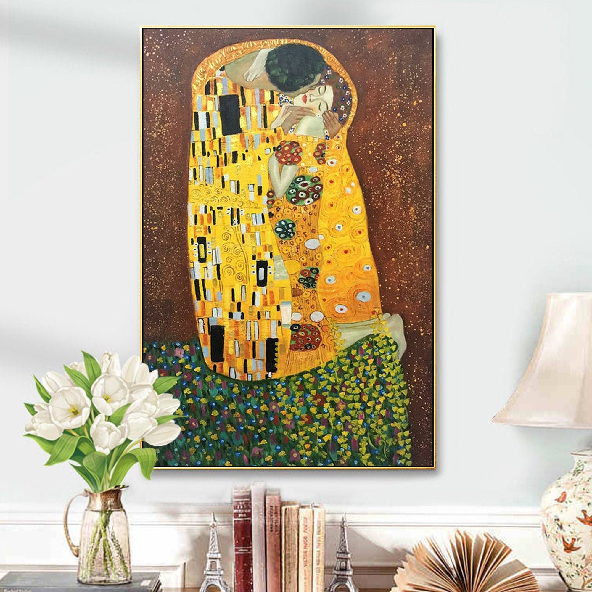 Gustav Klimt the Kiss Painting: Handmade Oil Art Reproduction,portrait ...