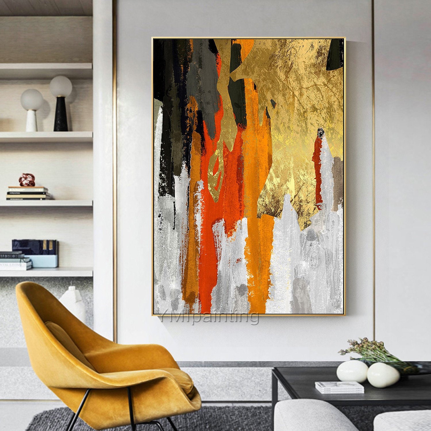 Gold Art Abstract Art Acrylic Paintings on Canvas Black - Etsy Norway