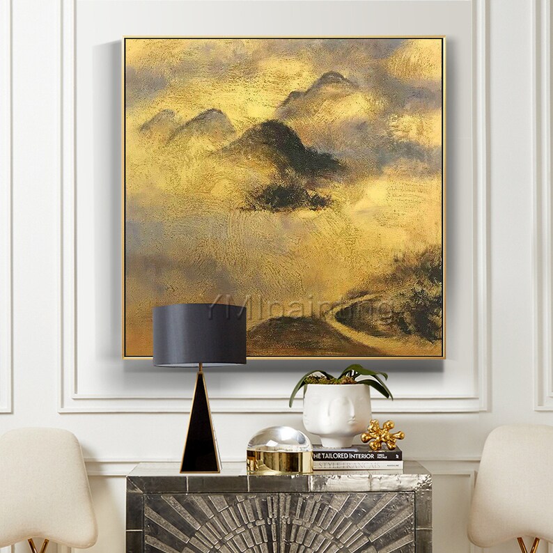 Original gold and black wall art Paintings on canvas Modern Etsy