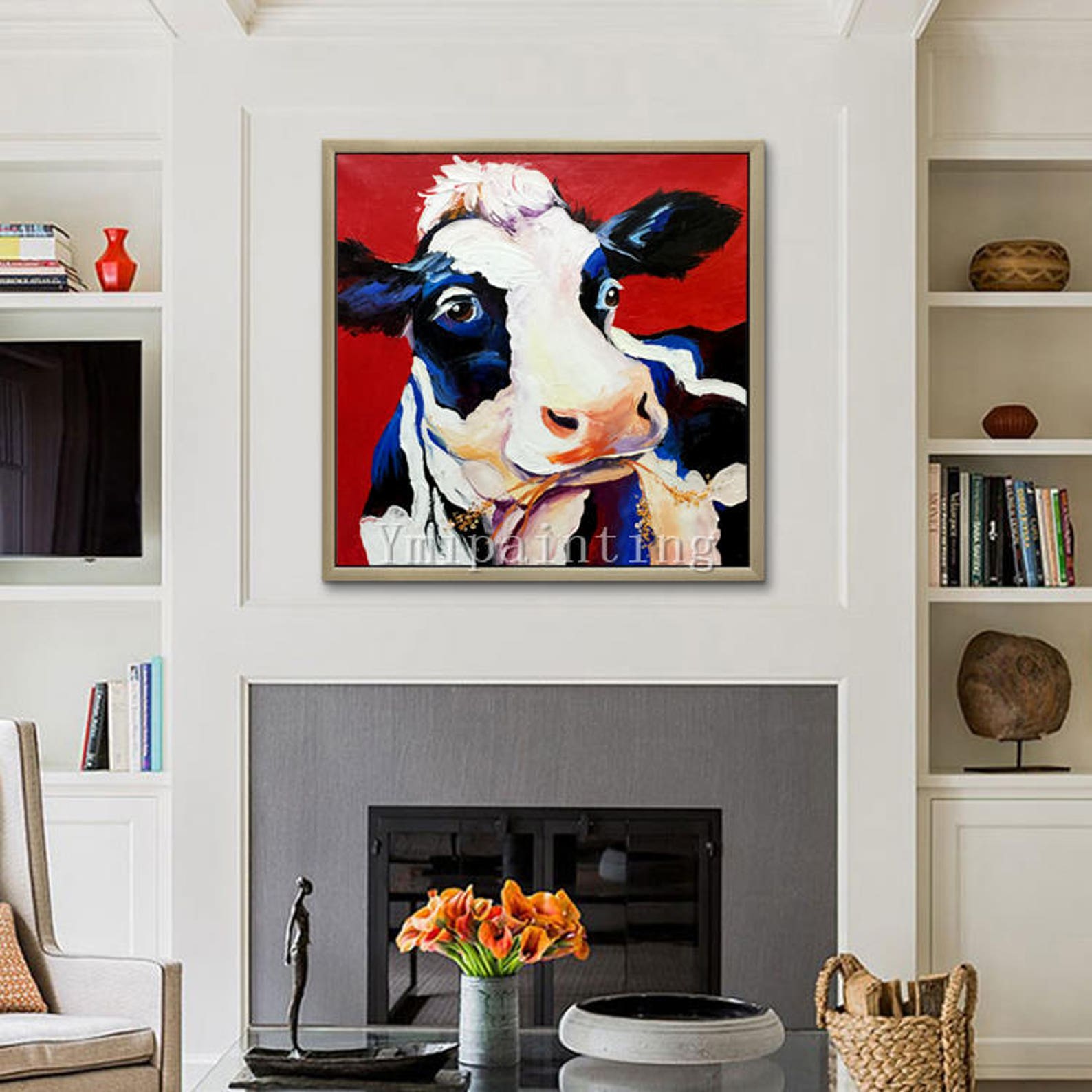 Cow paintings on Canvas Original art animal paintings palette | Etsy