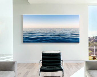Large navy blue ocean painting,minimalist wall art,large framed wall art,large painting,large blue beach painting,textured wall art,Ymipaint