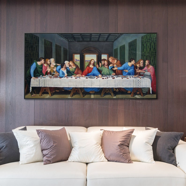 Framed wall art Catholic painting Last Supper Jesus Christ Etsy