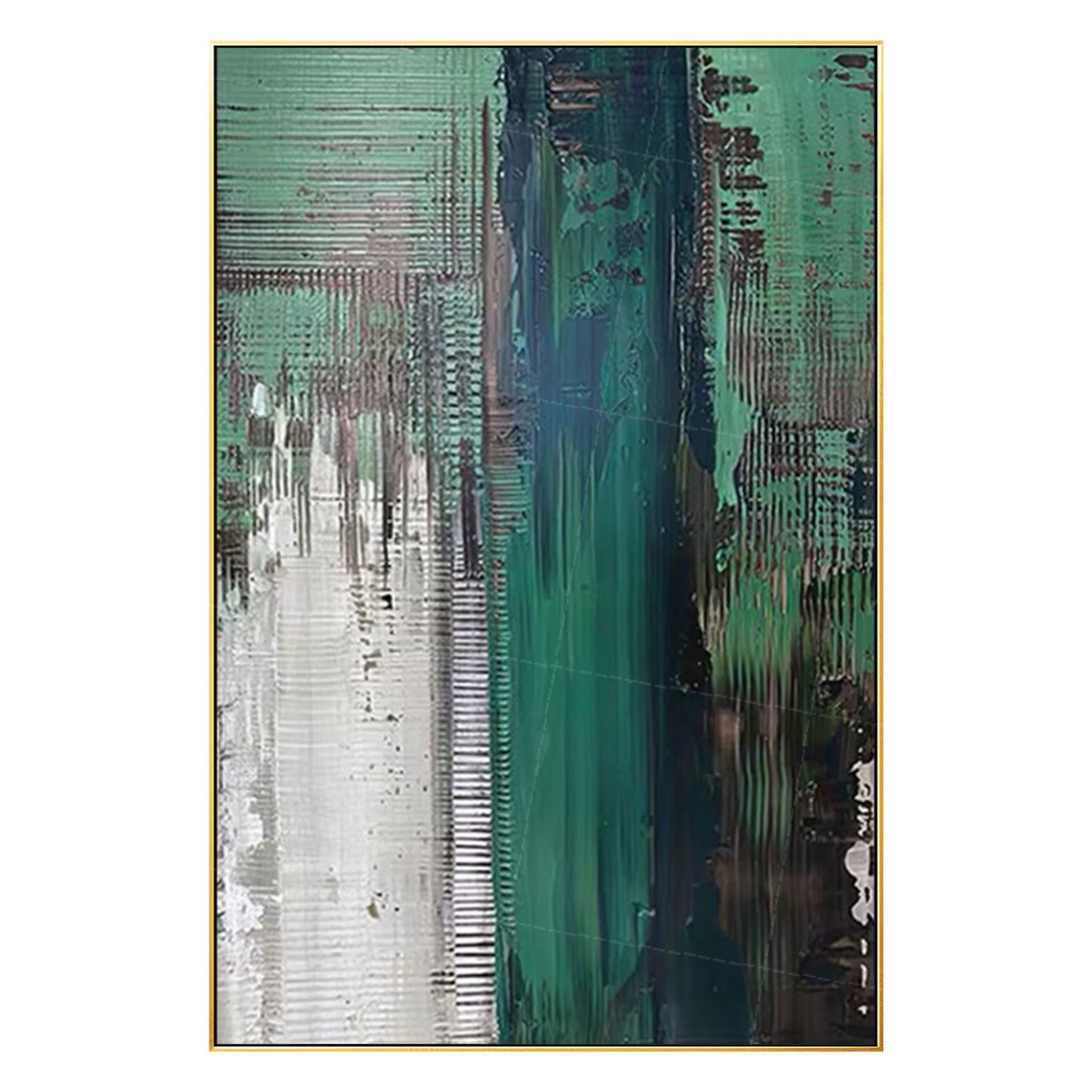 Emerald Green Painting on Canvas Original Framed Wall Art Etsy