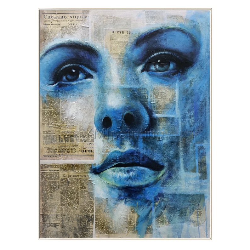 Modern art Abstract painting on canvas Watercolor newspaper Etsy