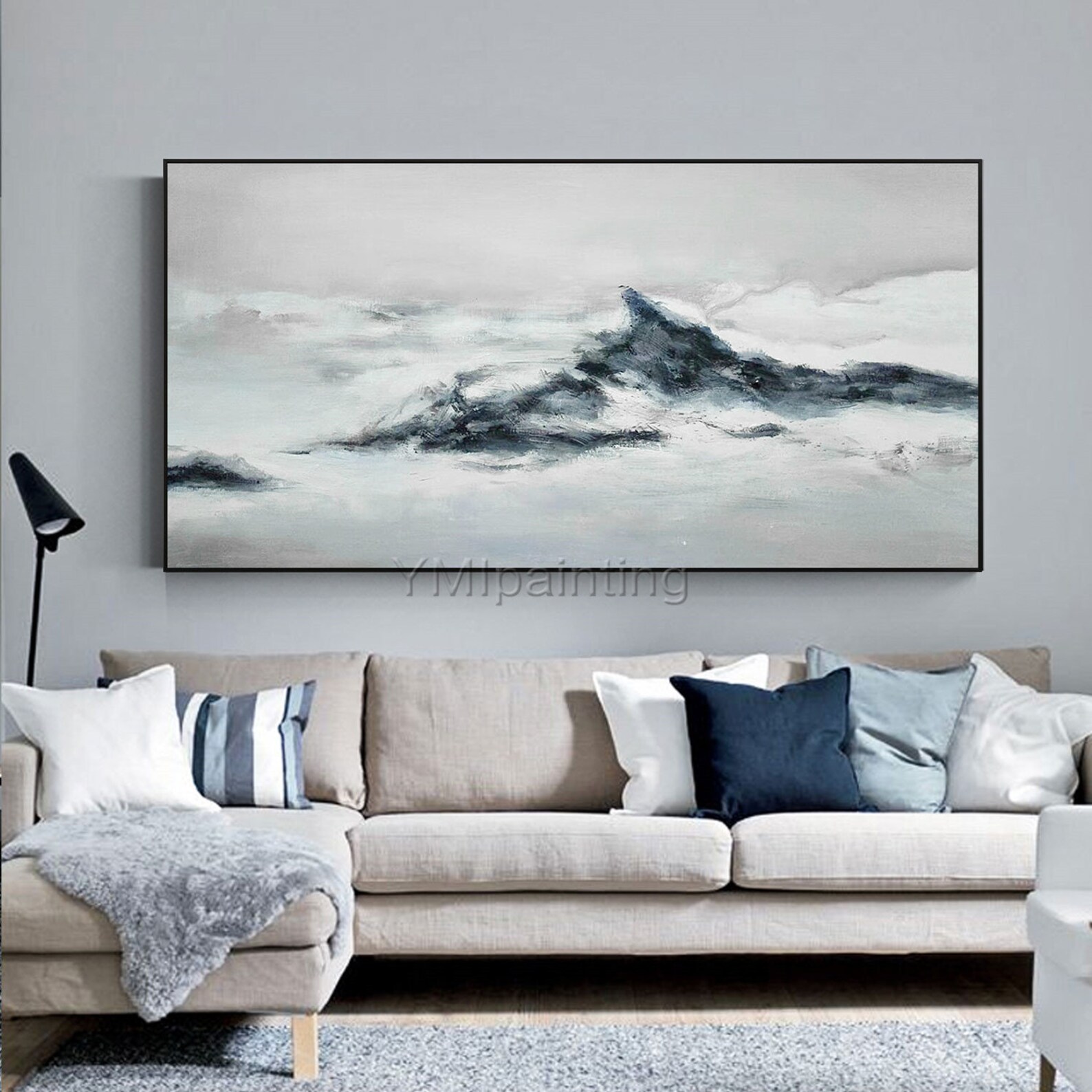 Modern Wall Art Abstract Acrylic Mountain Paintings on Canvas | Etsy