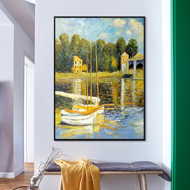 Claude Monet Canvas Oil painting On Canvas sailing Boat Lake painting Wall Pictures Dining Room decor shops original canvas art cuadros abstractos