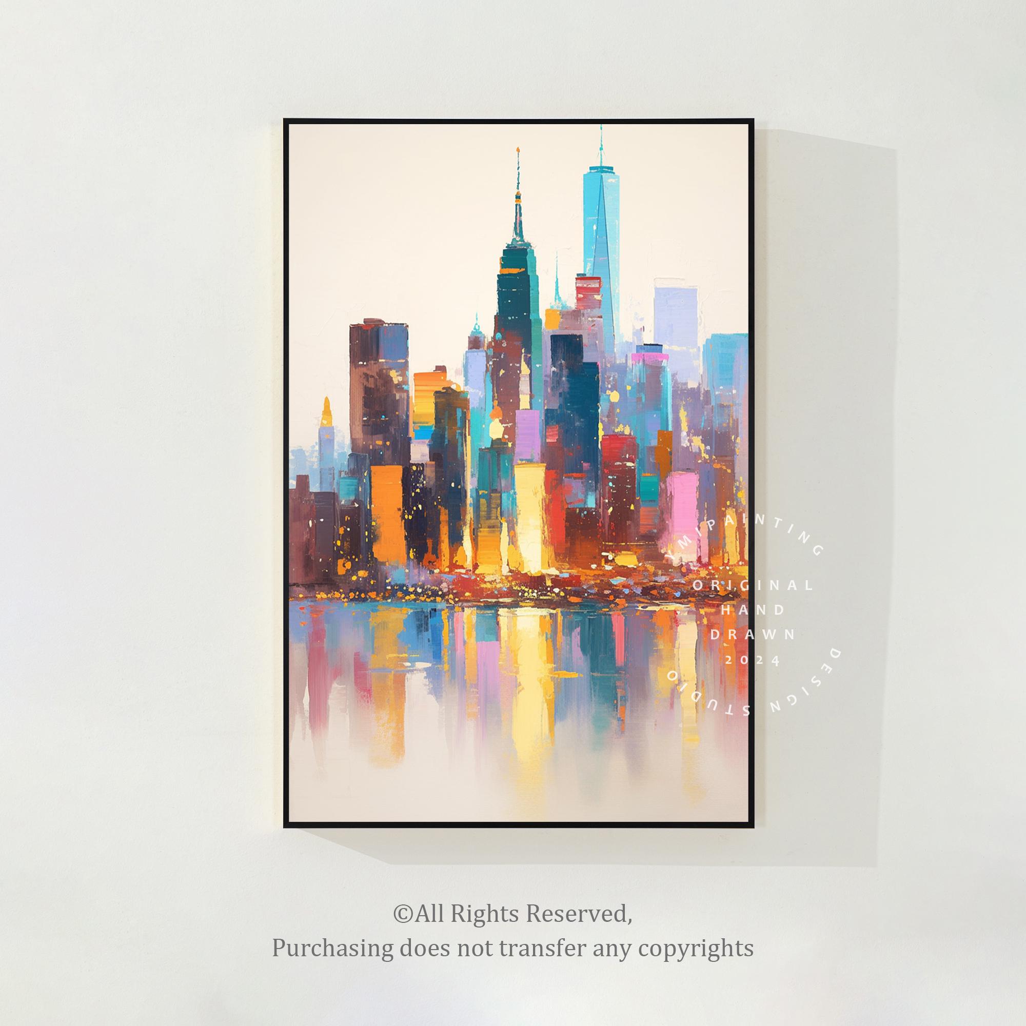 Original New York Painting,huge New York Wall Art,new York