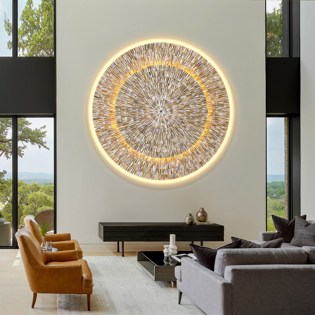 LED Shell Wall Art: Large Oyster Sculpture With Layered Round Design ...