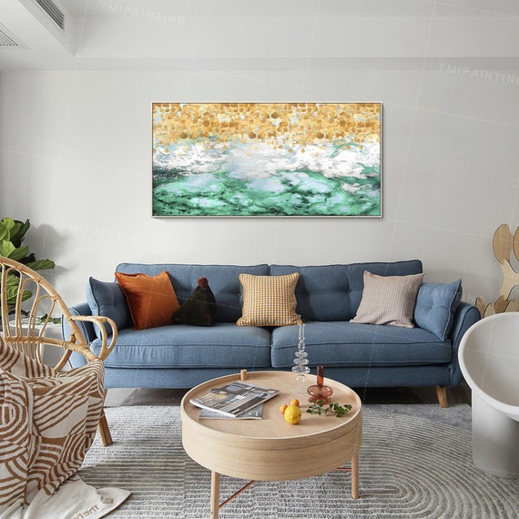 Emerald Green Framed Wall Art Gold Art Acrylic Abstract Flower Etsy