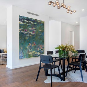Large monet painting,large water lily painting,monet canvas,large framed wall art,floating art,large lotus oil painting,pond decor,Ymipaint