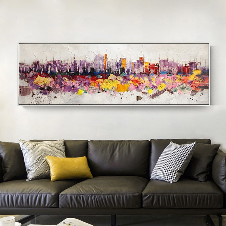 Original New York Skyline oil painting On Canvas modern impasto texture cityscape Large painting wall pictures home decor cuadros abstractos