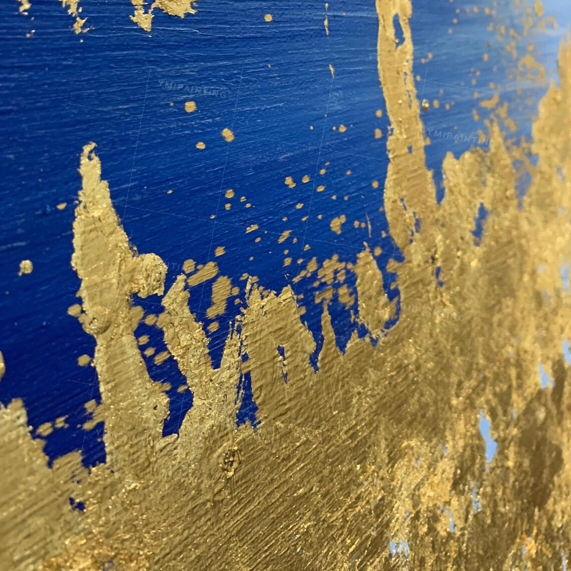 Gold leaf Framed wall art Abstract Acrylic blue Paintings on Etsy