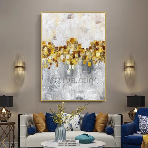 Foglia d'oro Acrilico Astratto Dipinti su tela arte - Etsy Italia