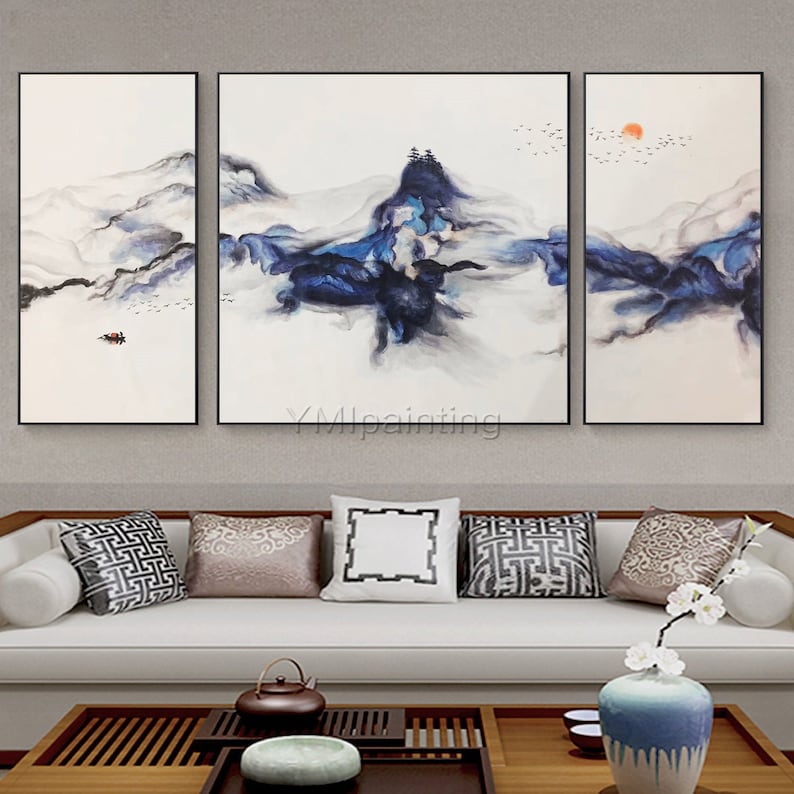 Set of 3 Wall Art Mountains Peaks Modern Landscape Abstract | Etsy